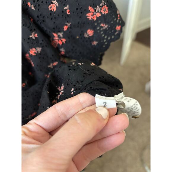 EUC Ulla Johnson Choux Eyelet Blouse Ruffled Noir Sz 2 Floral Romantic - Picture 9 of 11